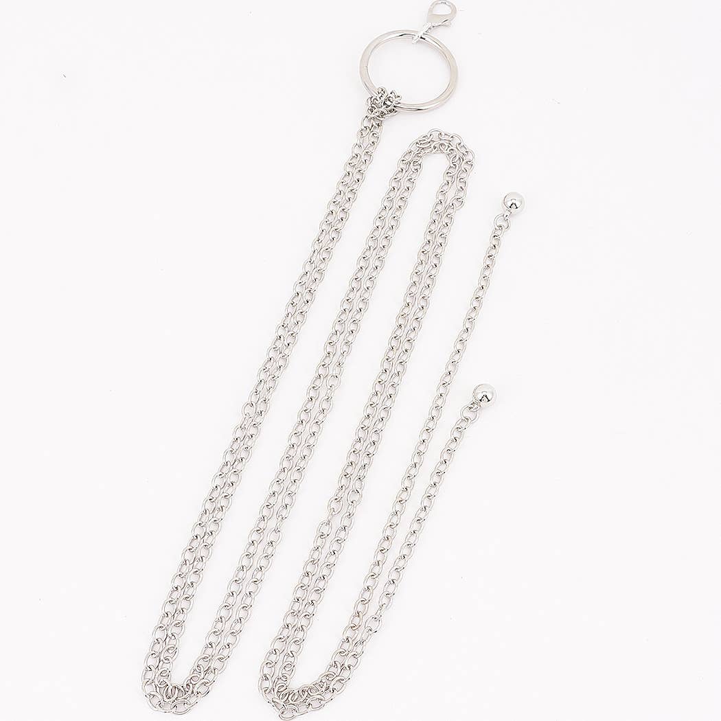 Circle Buckle Layered Chain Waist Belt