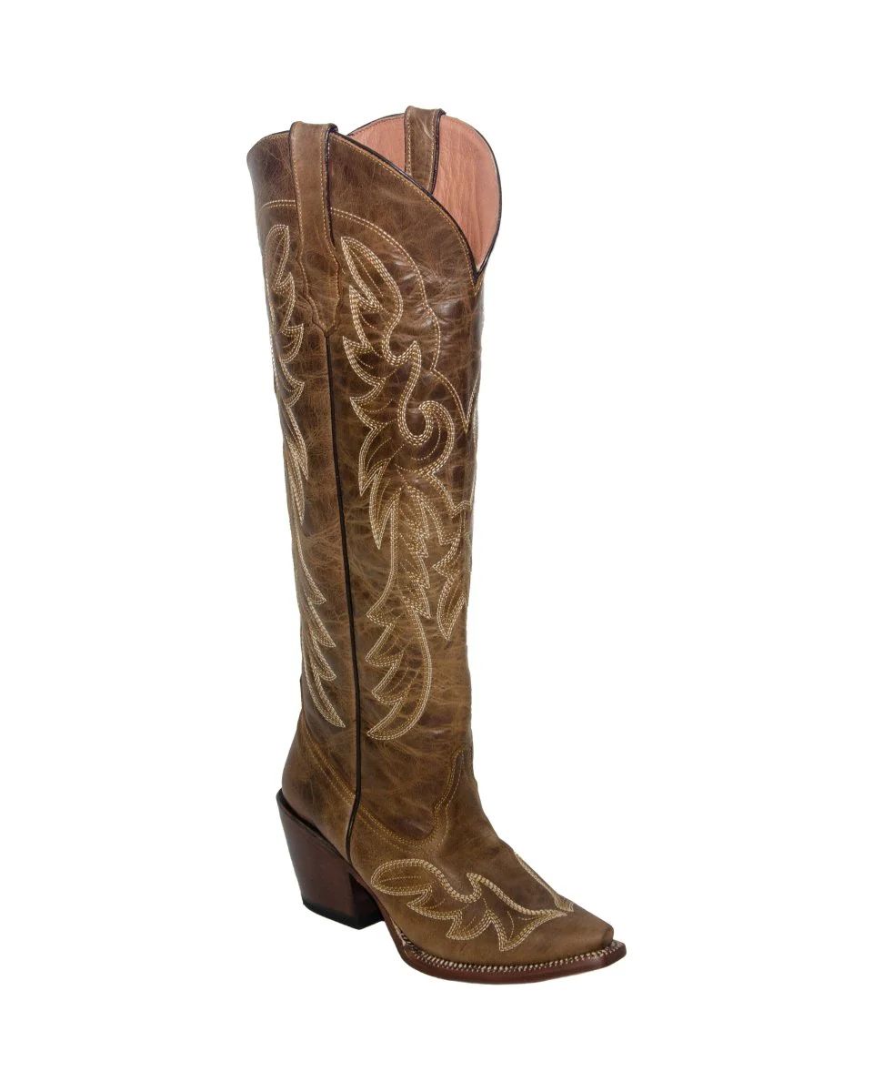 WOMEN’S GINGER COGNAC CALF TALL BOOTS COWGIRL BOOTS