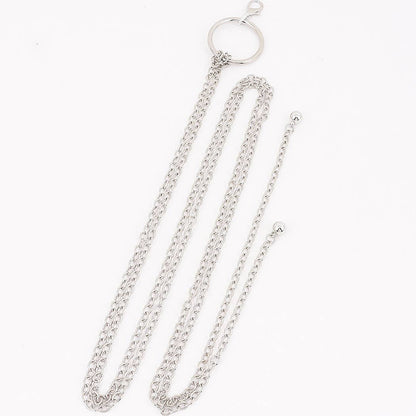 Circle Buckle Layered Chain Waist Belt