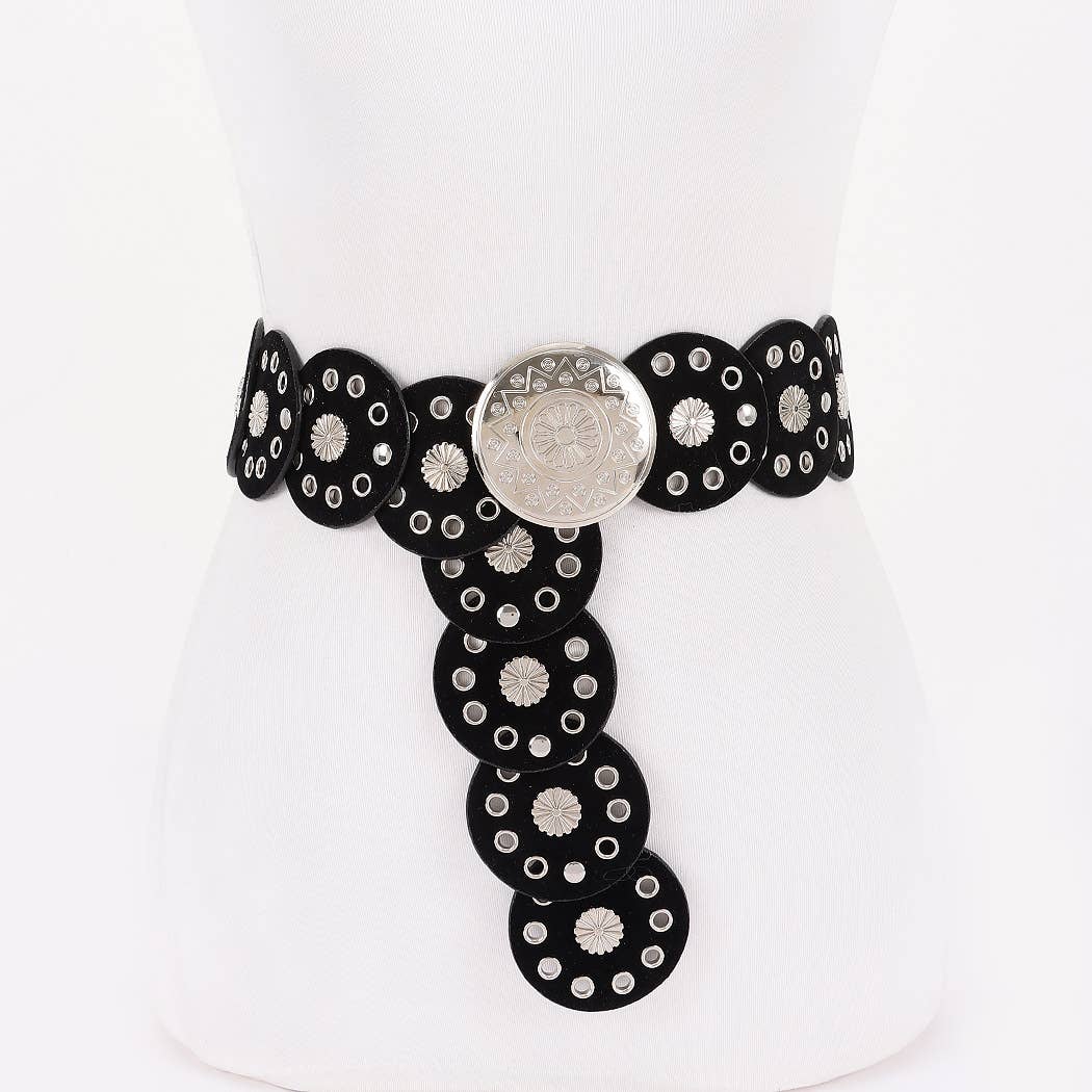 Faux Leather Disc Belt