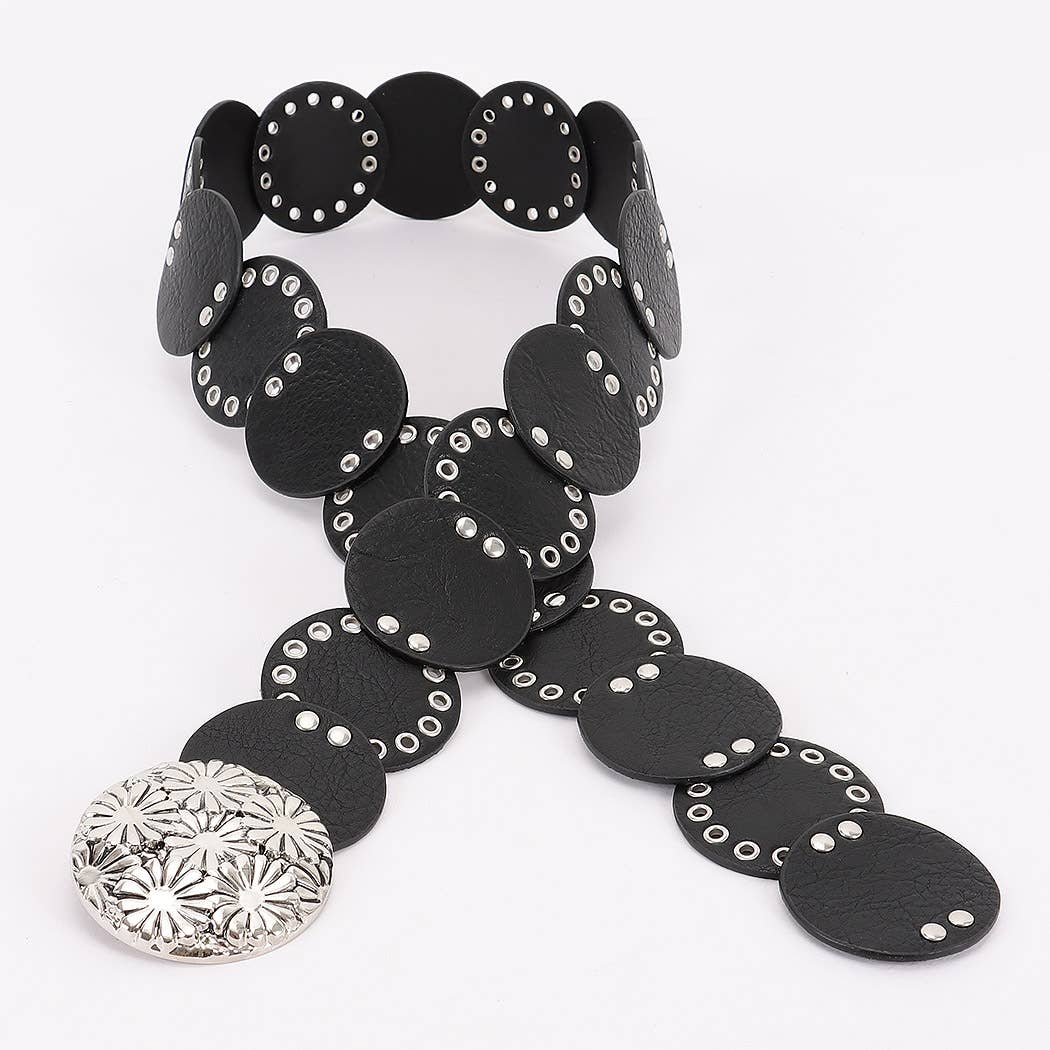 Faux Leather Disc Belt