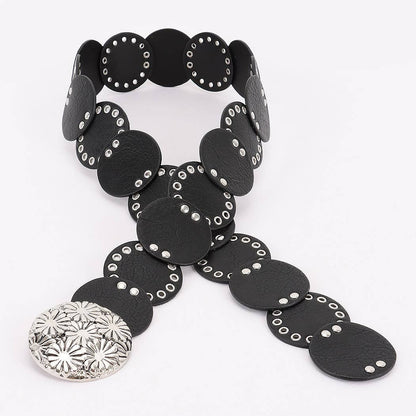 Faux Leather Disc Belt