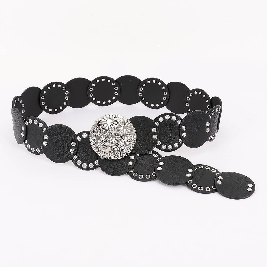 Faux Leather Disc Belt