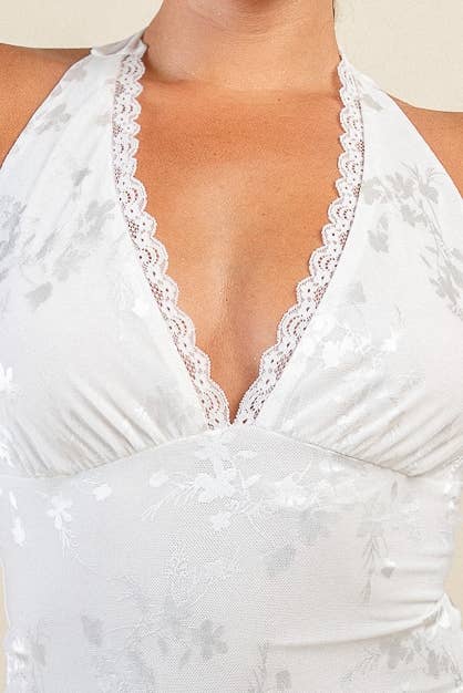 PT45817BST LACE EDGE HALTER NECK TOP