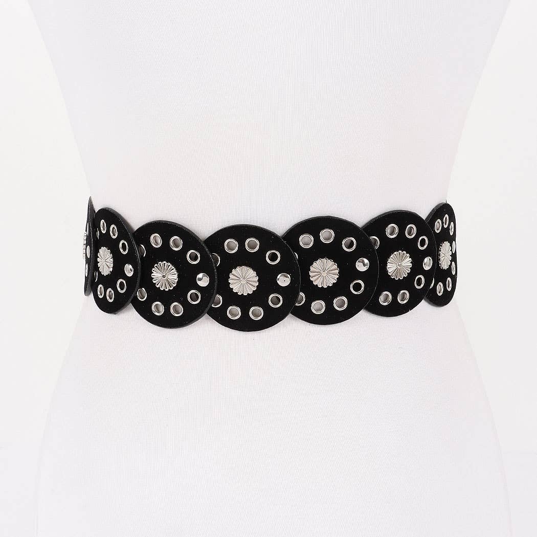 Faux Leather Disc Belt
