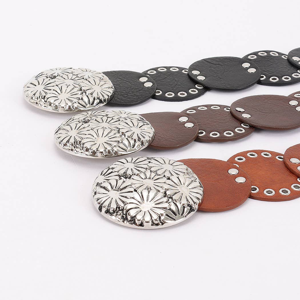 Faux Leather Disc Belt