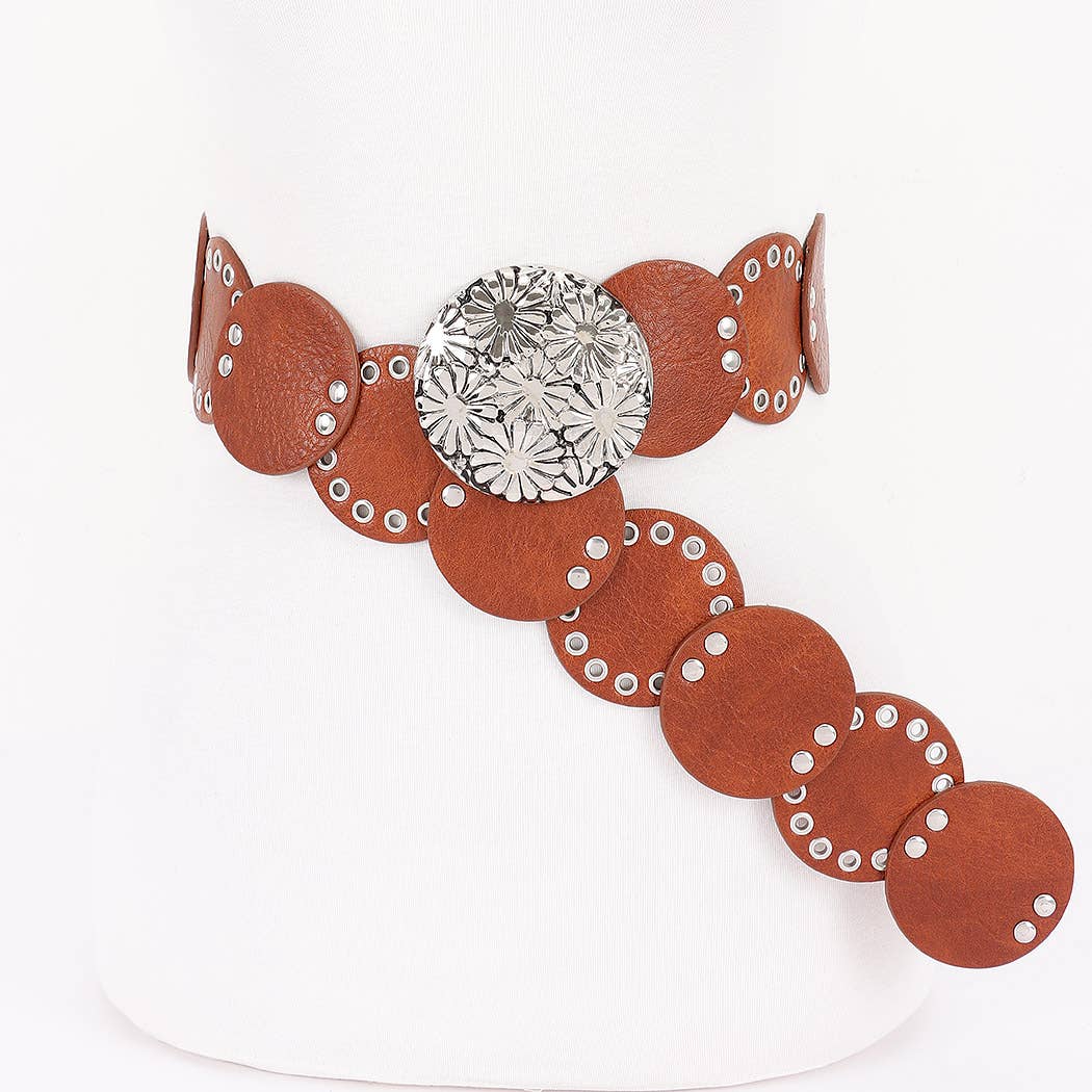 Faux Leather Disc Belt