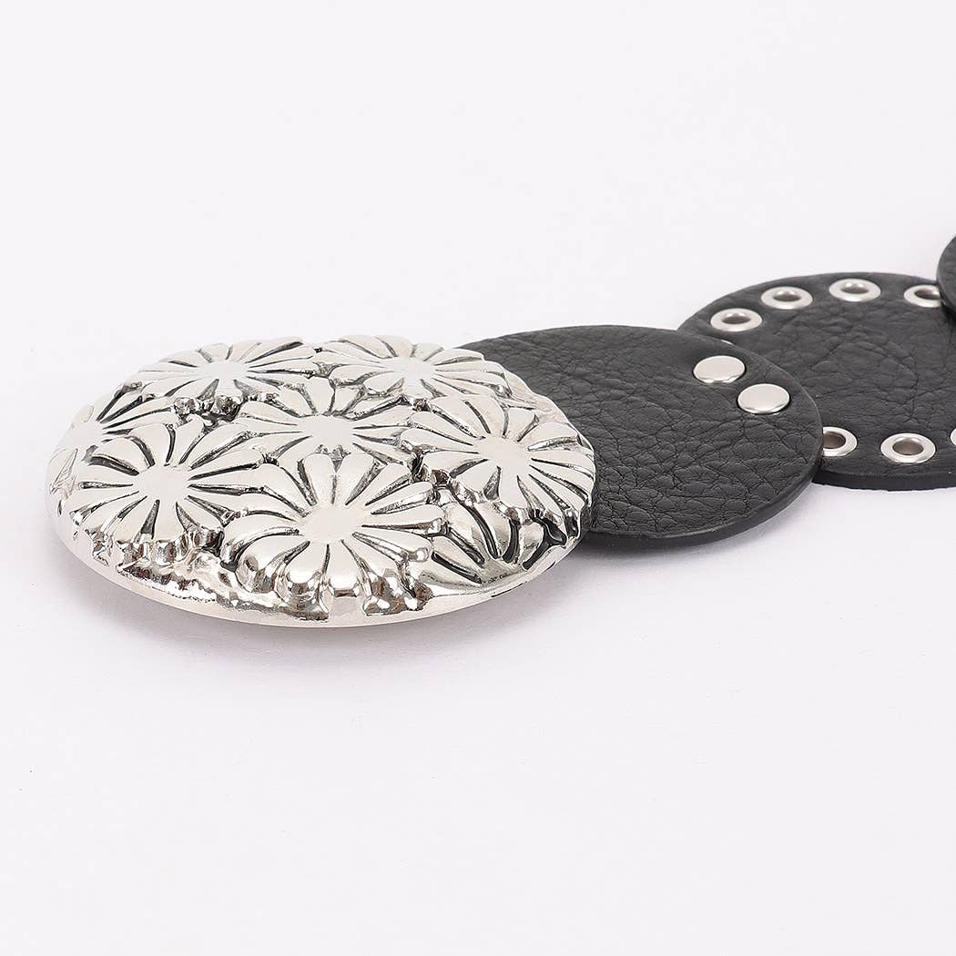 Faux Leather Disc Belt