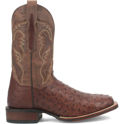 Dan Post Alamosa (Chocolate/Brown) - Men's Ostrich Skin Leather Cowboy Boots