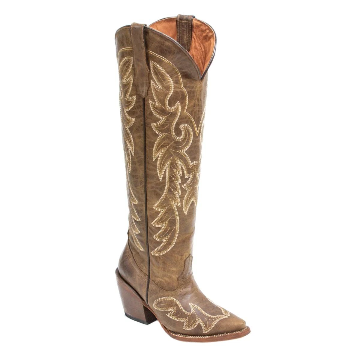 WOMEN’S GINGER COGNAC CALF TALL BOOTS COWGIRL BOOTS
