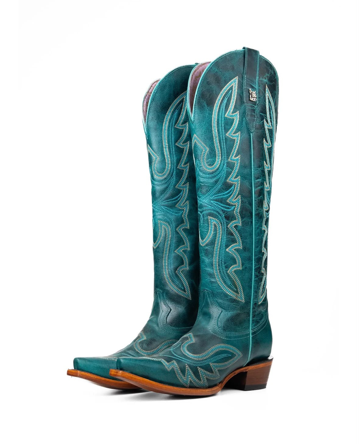 Women’s Turquoise Western Cowboy Boots – Tall Embroidered Snip Toe Cowgirl Boots