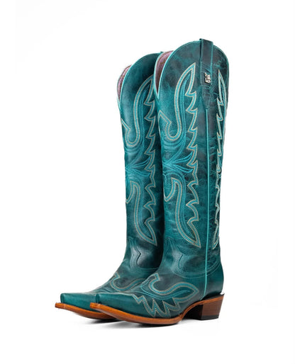 Women’s Turquoise Western Cowboy Boots – Tall Embroidered Snip Toe Cowgirl Boots
