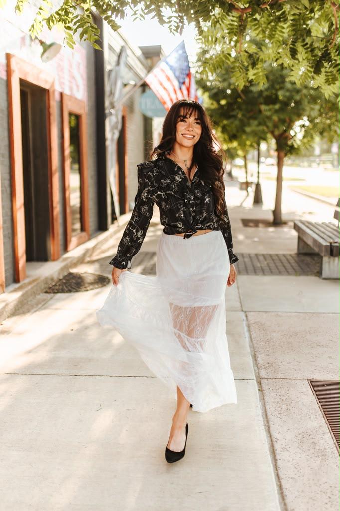 White Lace Ruffle Tiered Maxi Skirt W Lining