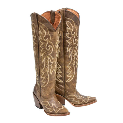 WOMEN’S GINGER COGNAC CALF TALL BOOTS COWGIRL BOOTS