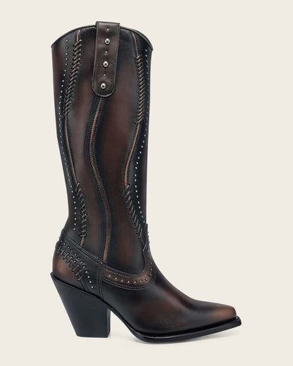 LUXURY DARK BROWN WOMEN’S CASUAL BOVINE LEATHER BOOT