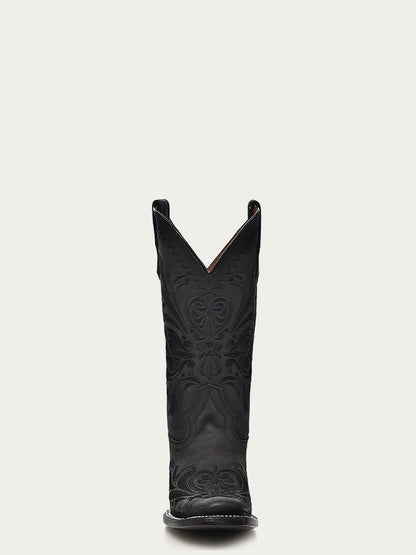 ML5464 - WOMEN’S EMBROIDERY BLACK SQUARE TOE COWBOY BOOT