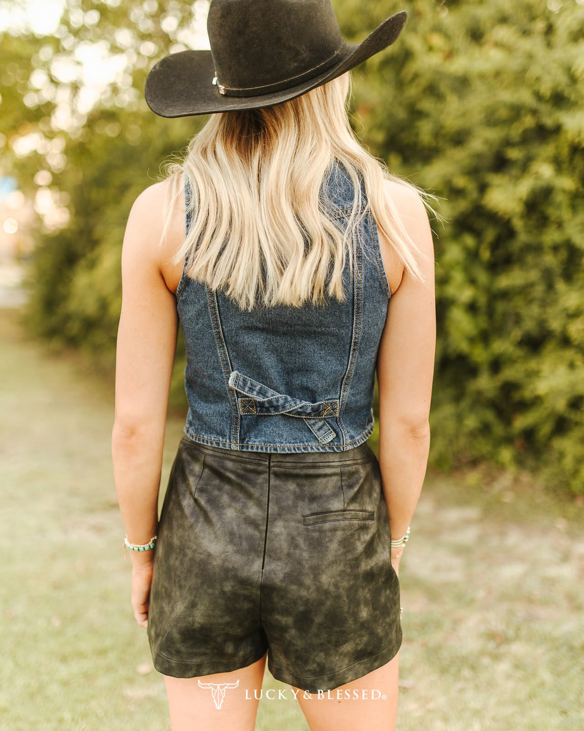 Women’s Western Lace-Up Mini Skirt – Black Faux Leather Cowgirl Style