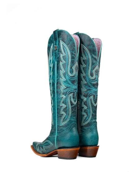 Women’s Turquoise Western Cowboy Boots – Tall Embroidered Snip Toe Cowgirl Boots