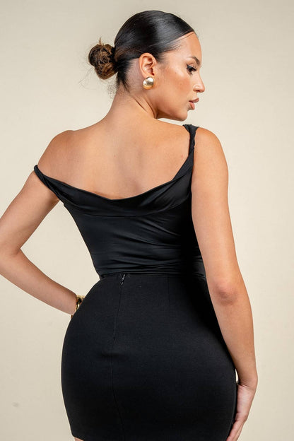 PT45699D TWIST SHOULDER STRAP BODYSUIT