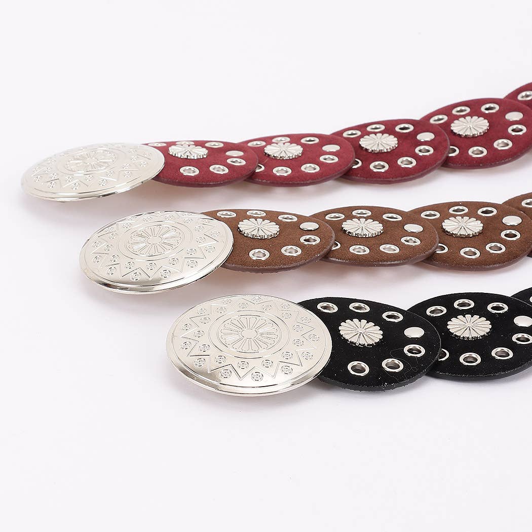 Faux Leather Disc Belt