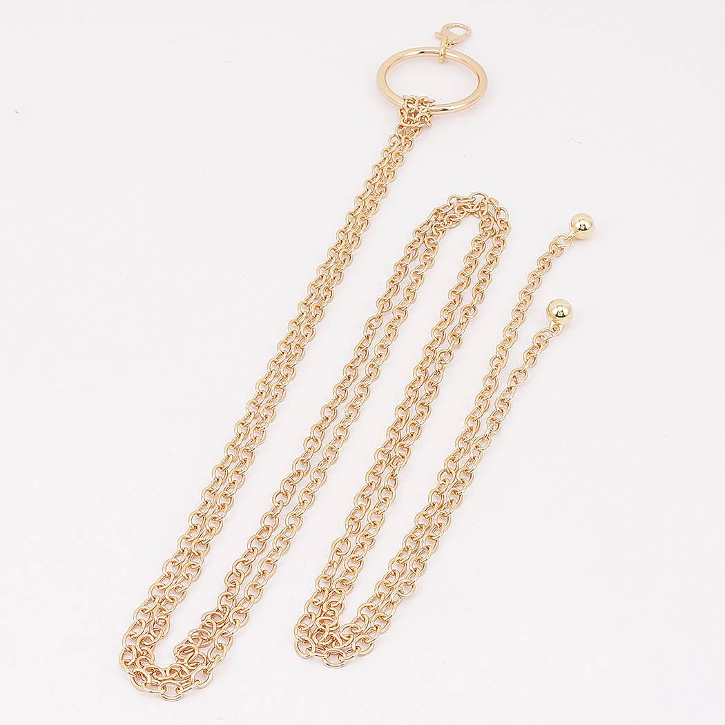 Circle Buckle Layered Chain Waist Belt