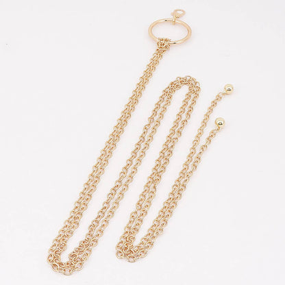 Circle Buckle Layered Chain Waist Belt