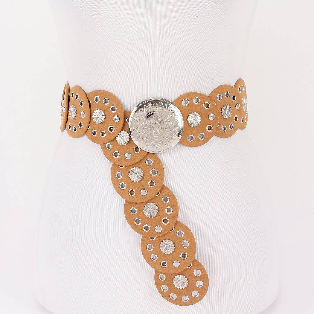 Faux Leather Disc Belt