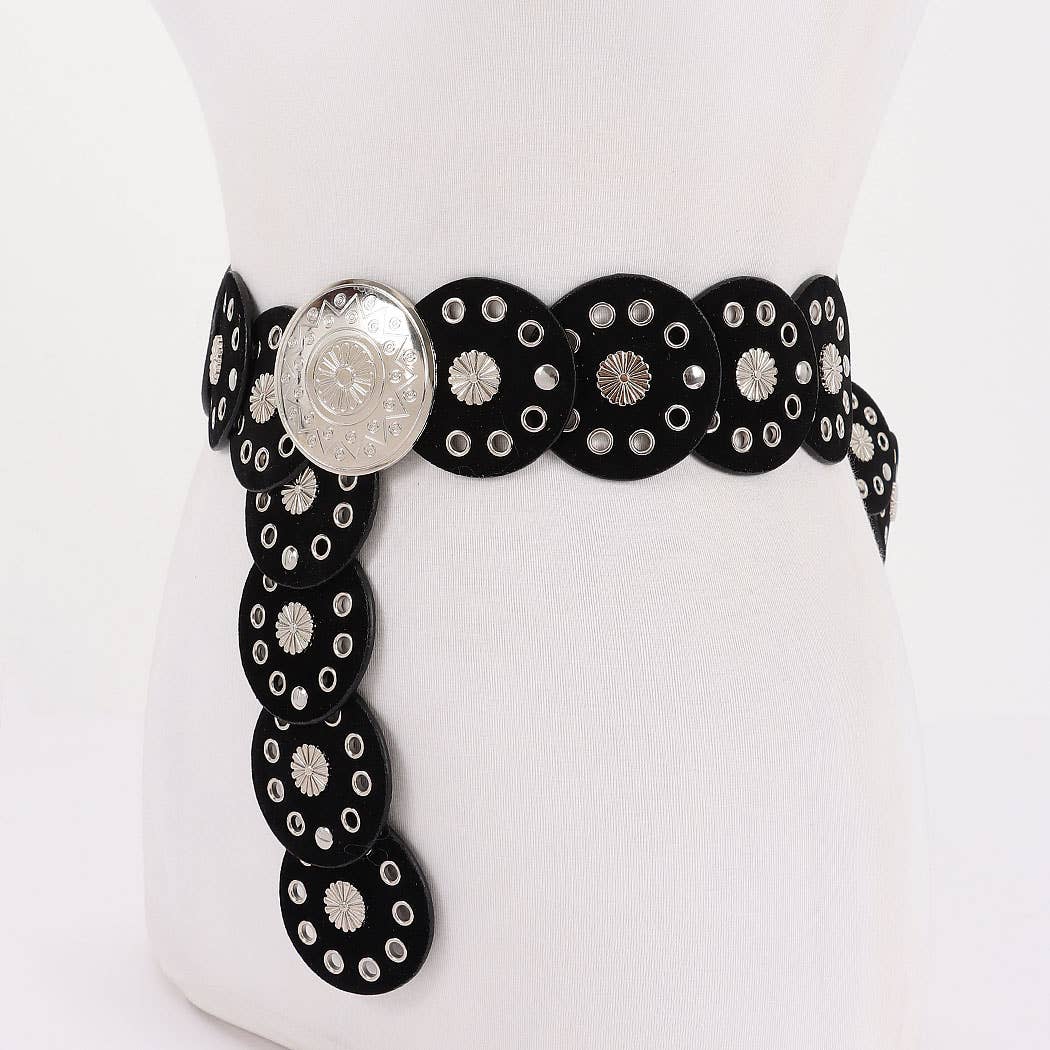 Faux Leather Disc Belt