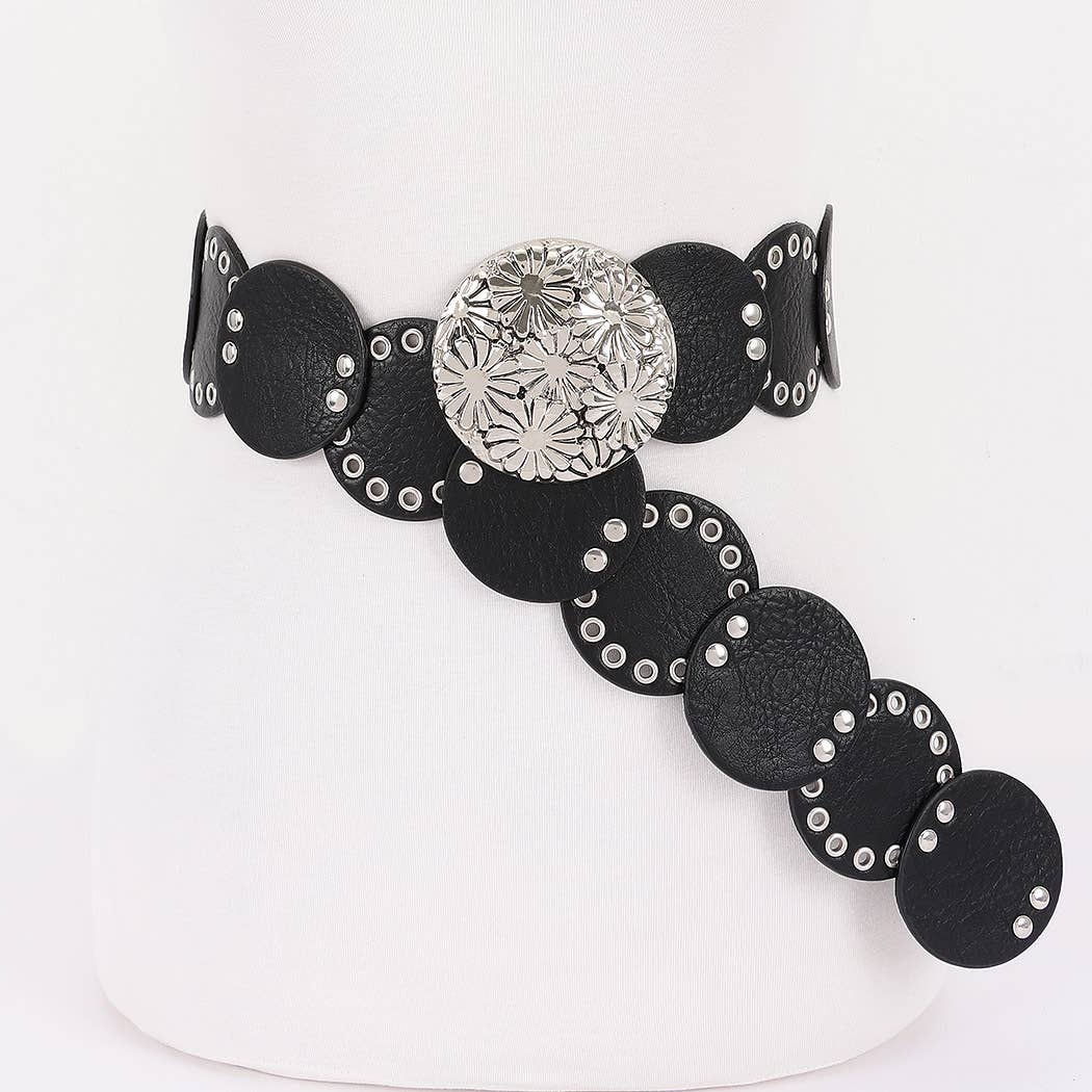 Faux Leather Disc Belt