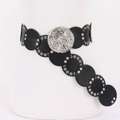 Faux Leather Disc Belt