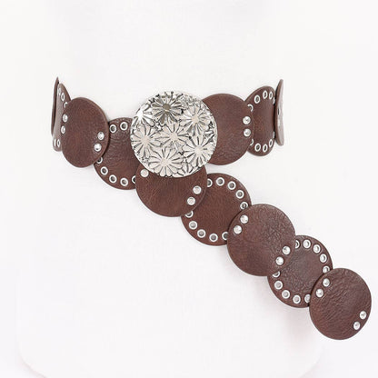 Faux Leather Disc Belt