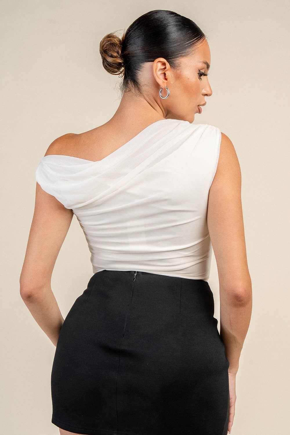 PT45714N ASYMMETRICAL NECK LINE BODYSUIT