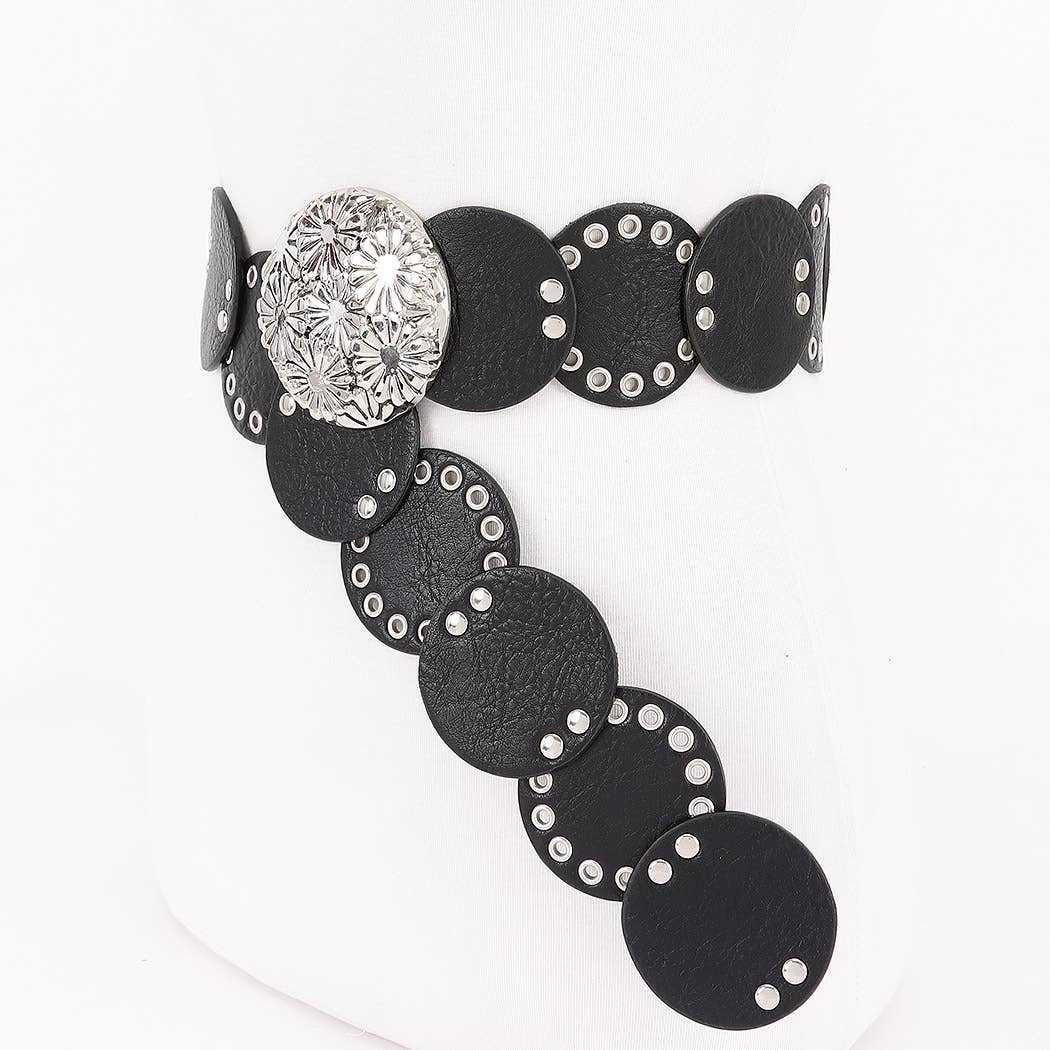 Faux Leather Disc Belt