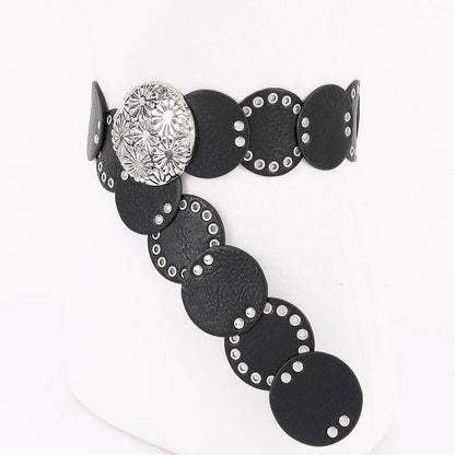 Faux Leather Disc Belt